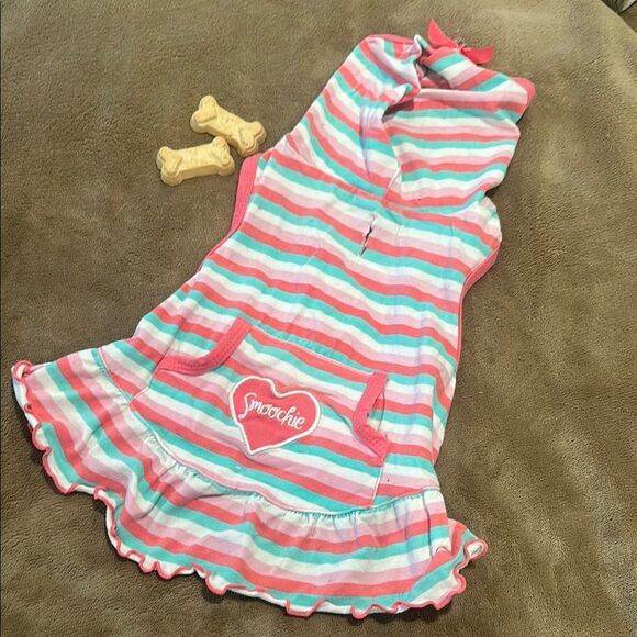 Striped Pink and White Dog Dress - Picture 1 of 2